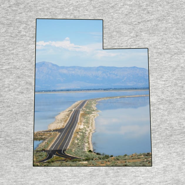 Utah State Outline - Antelope Island Causeway in the Great Salt Lake by gorff